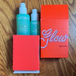 Beautycounter Goodnight and Glow Set with Aqua and Orange Packaging
